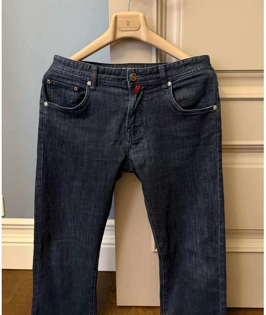KITON Антрацитовые хлопковые прямые джинсы, фото 2