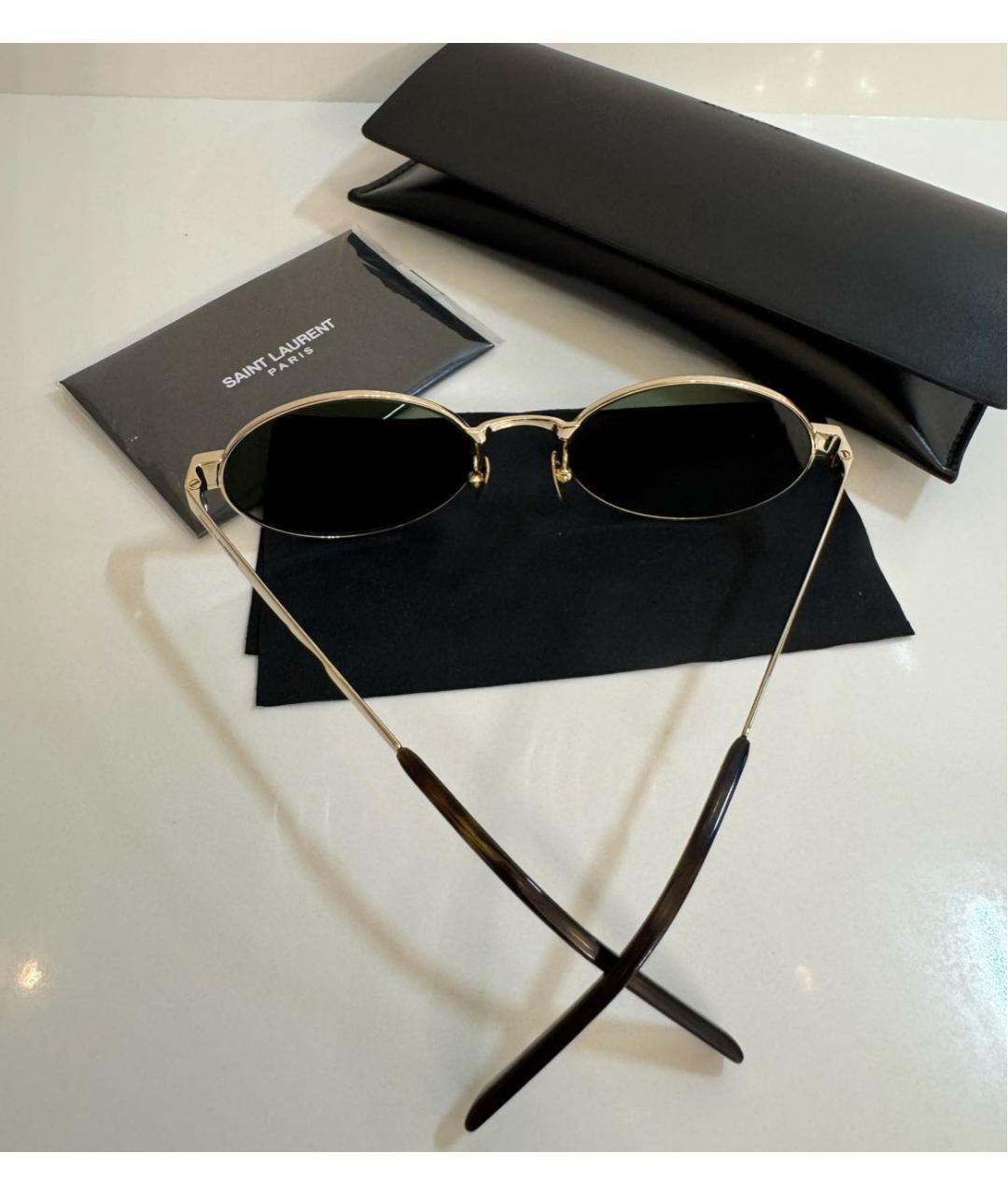 SAINT LAURENT Золотые металлические солнцезащитные очки, фото 5