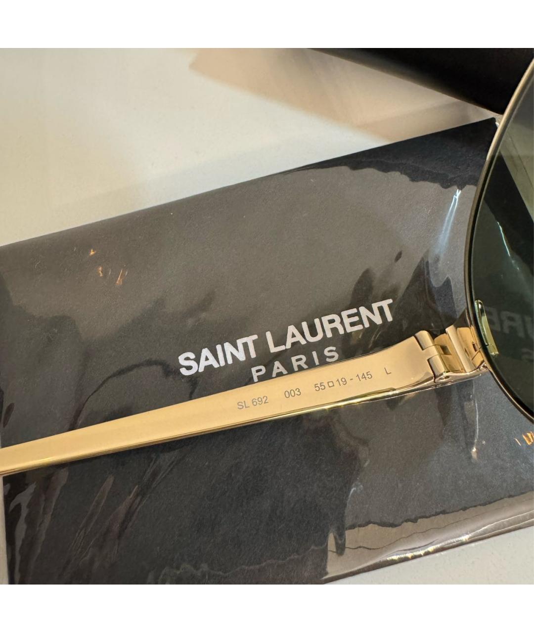 SAINT LAURENT Золотые металлические солнцезащитные очки, фото 6