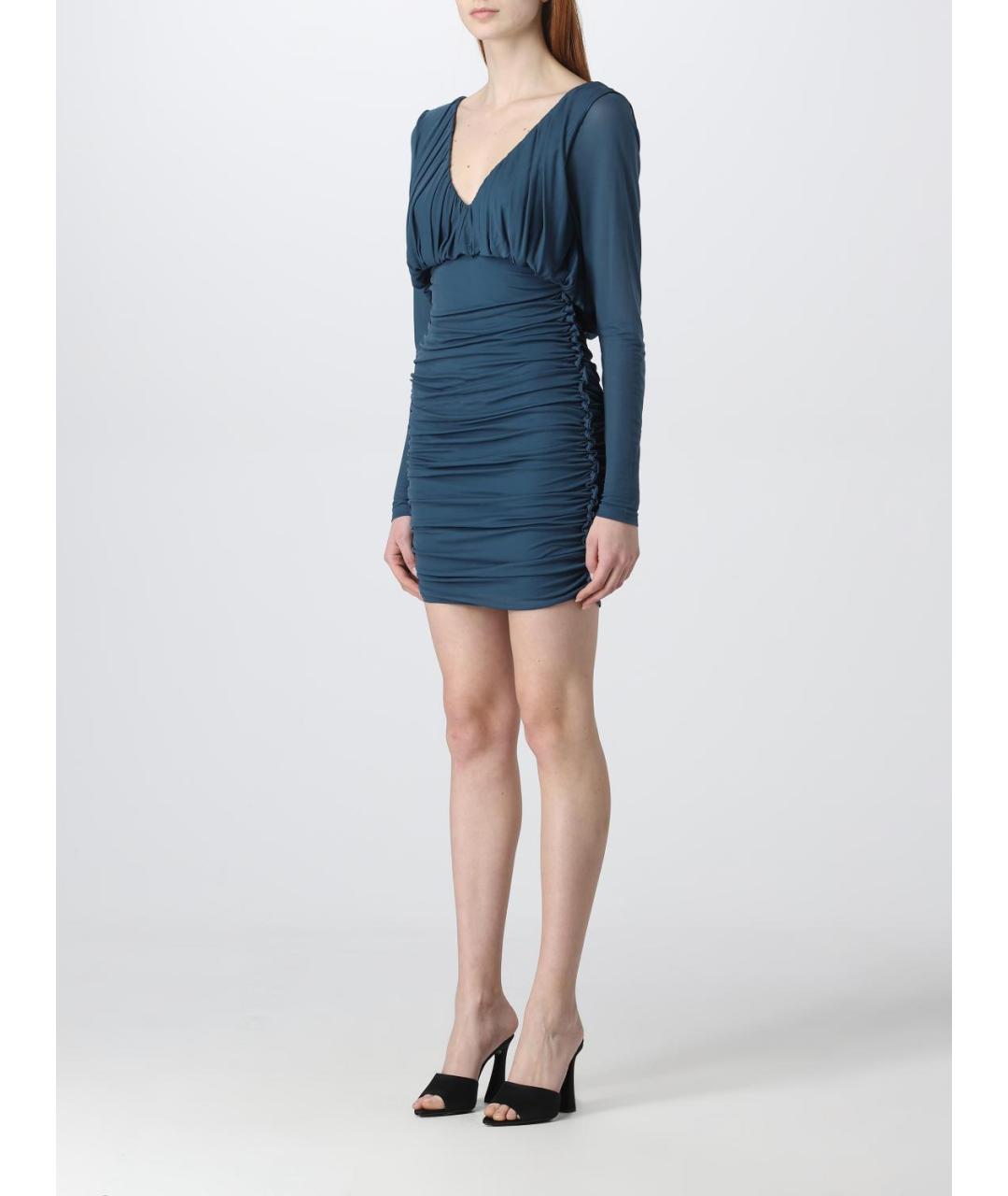 SAINT LAURENT Синее вискозное коктейльное платье, фото 4