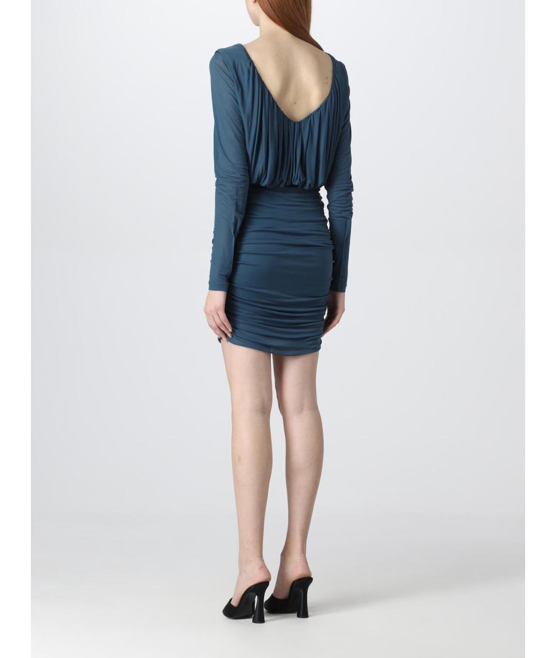 SAINT LAURENT Синее вискозное коктейльное платье, фото 3