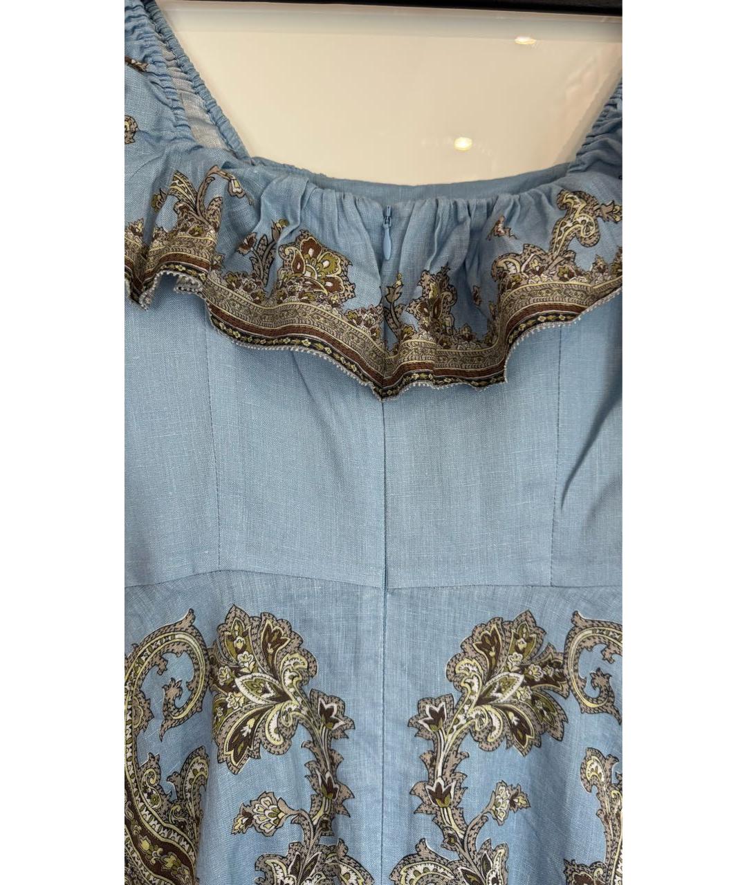 ZIMMERMANN Голубое льняное повседневное платье, фото 4