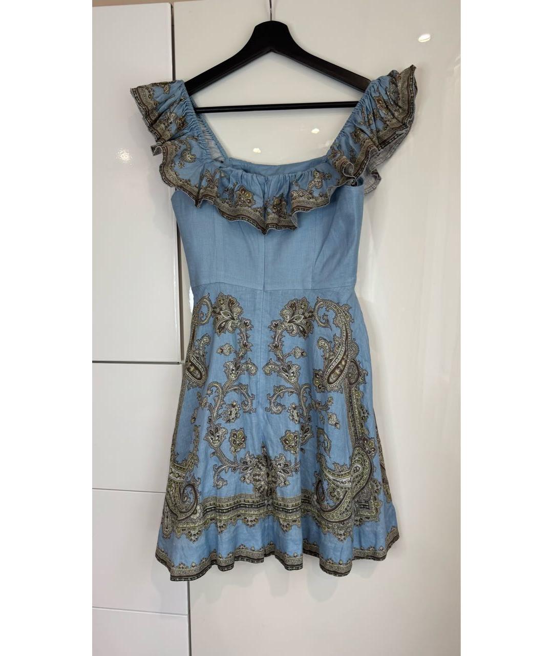 ZIMMERMANN Голубое льняное повседневное платье, фото 2