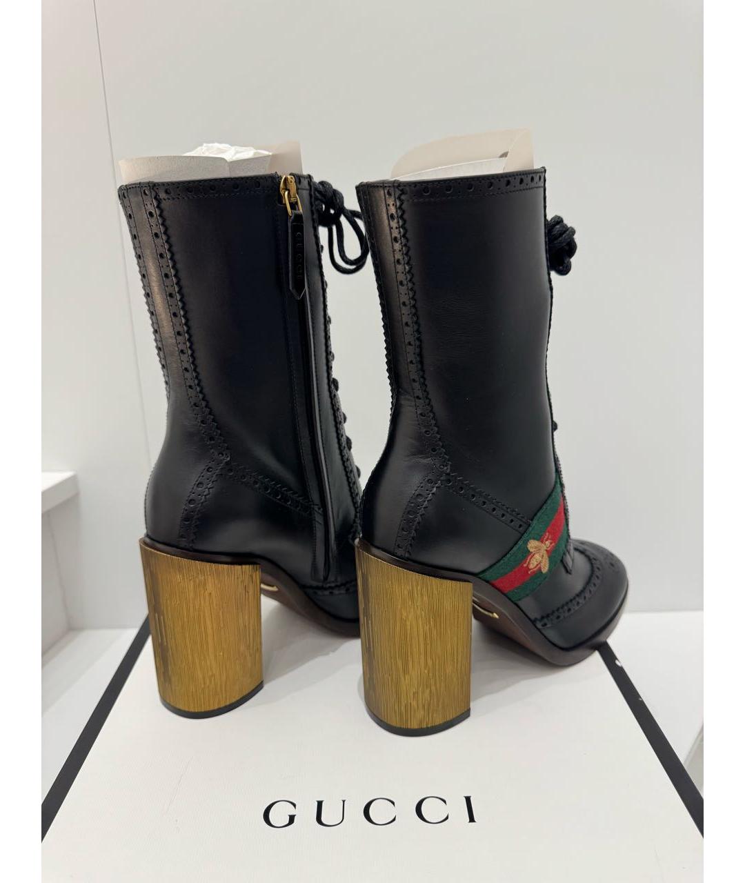 GUCCI Черные кожаные ботильоны, фото 4