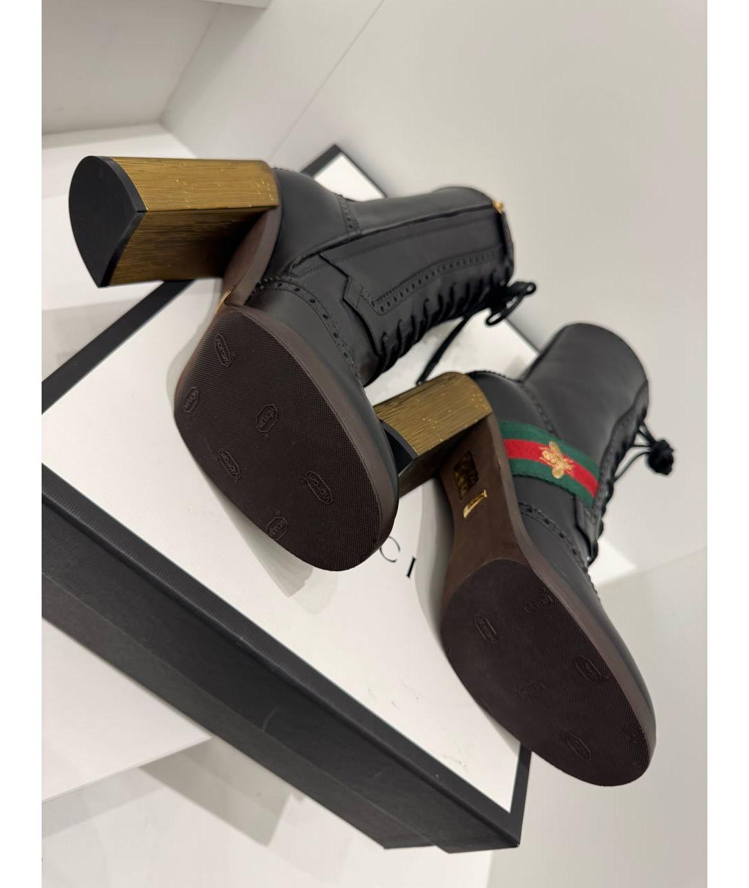 GUCCI Черные кожаные ботильоны, фото 5