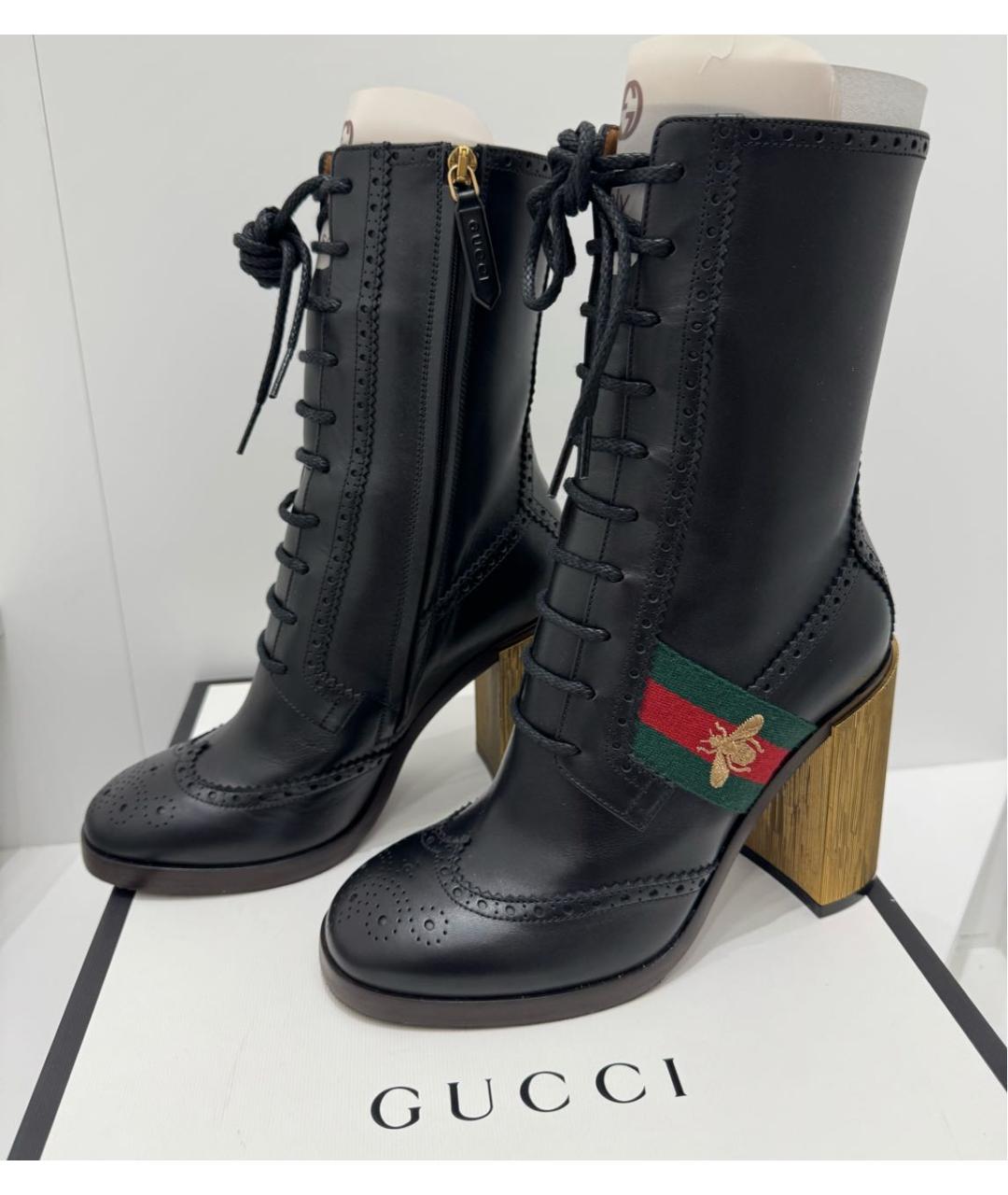 GUCCI Черные кожаные ботильоны, фото 2