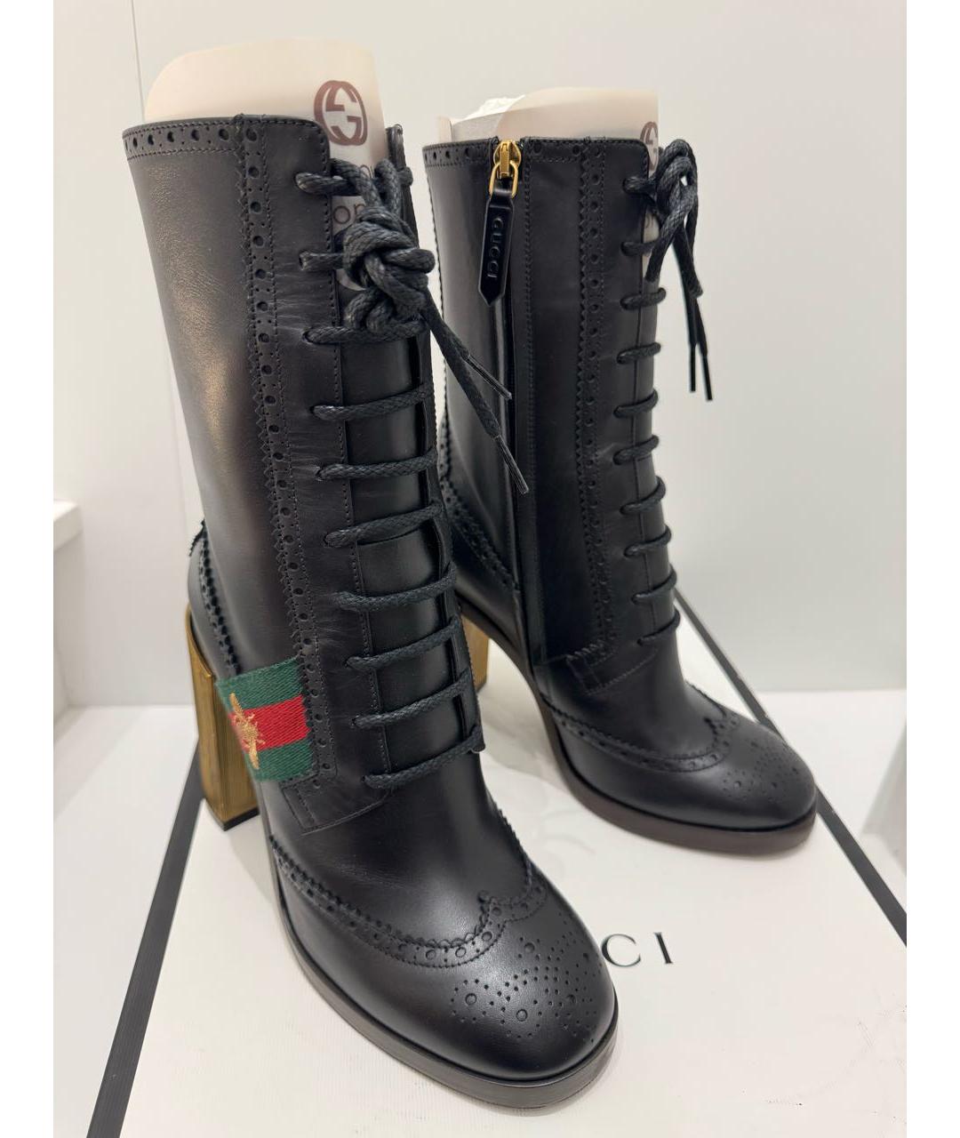 GUCCI Черные кожаные ботильоны, фото 3