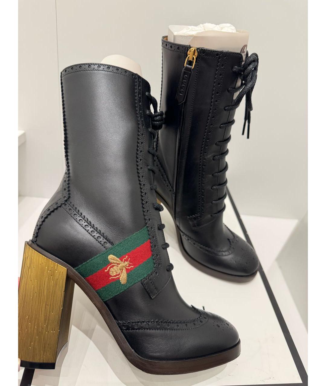 GUCCI Черные кожаные ботильоны, фото 6