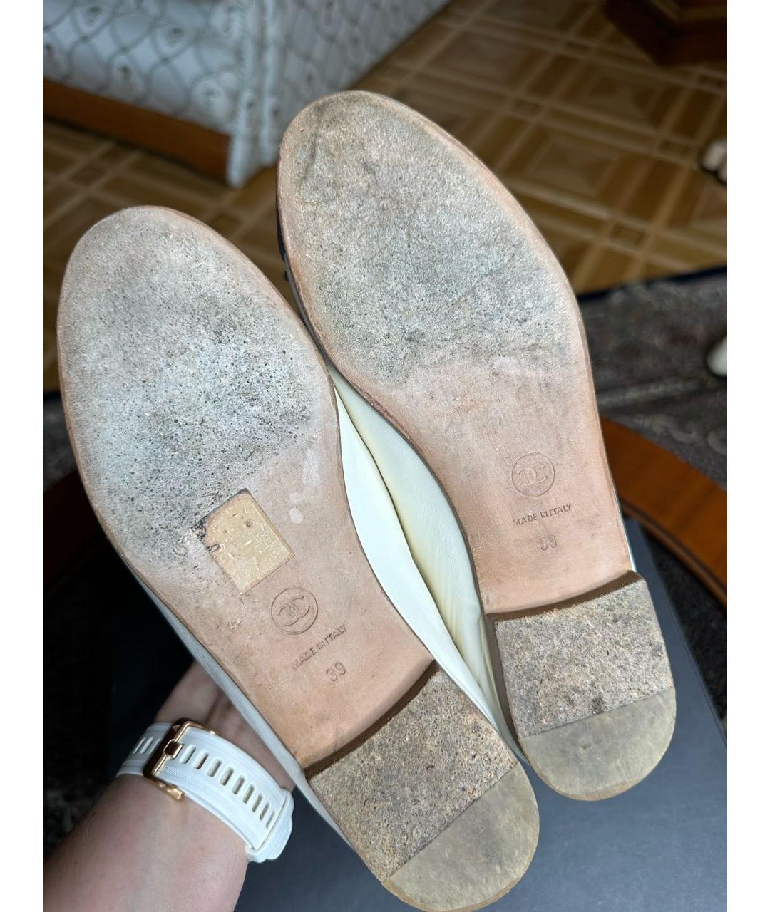 CHANEL Белые кожаные балетки, фото 8