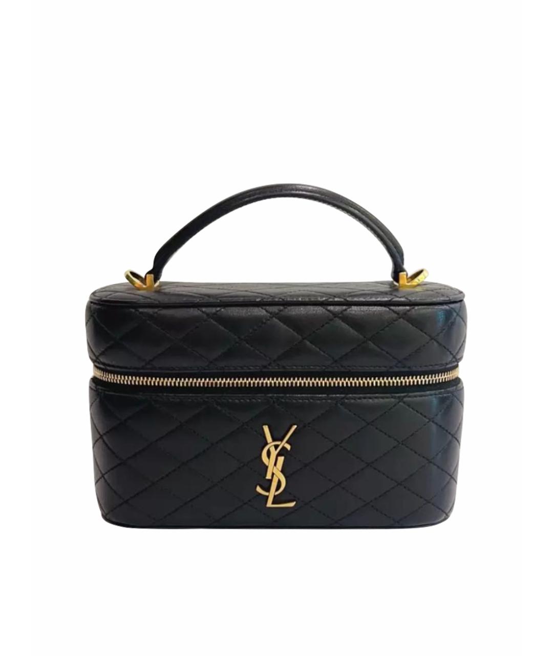 SAINT LAURENT Черная кожаная сумка с короткими ручками, фото 1