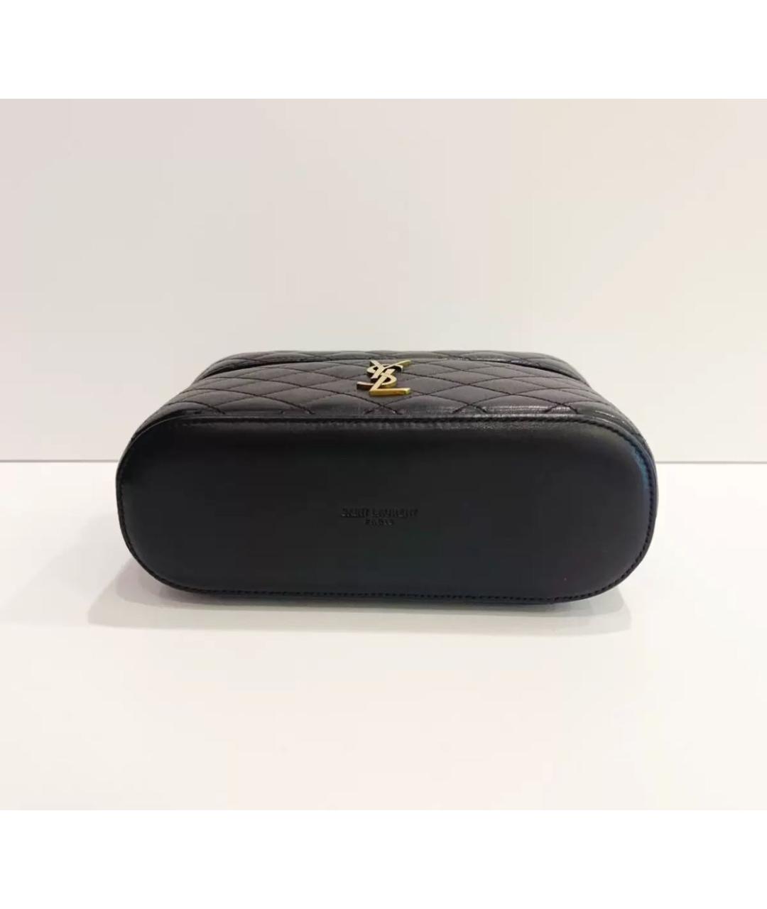 SAINT LAURENT Черная кожаная сумка с короткими ручками, фото 6