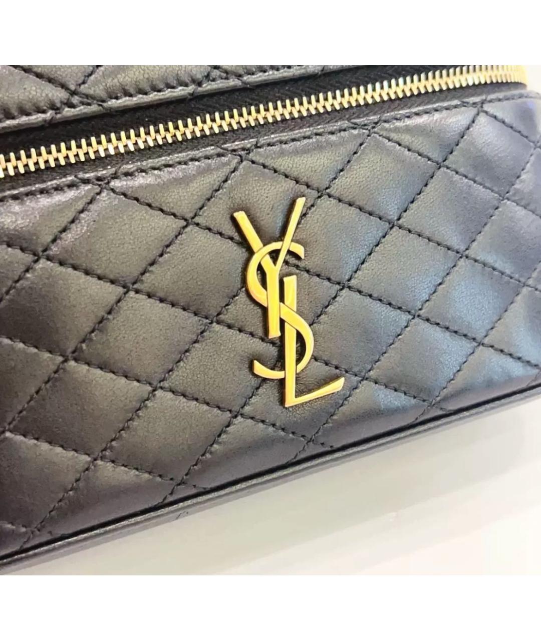 SAINT LAURENT Черная кожаная сумка с короткими ручками, фото 5