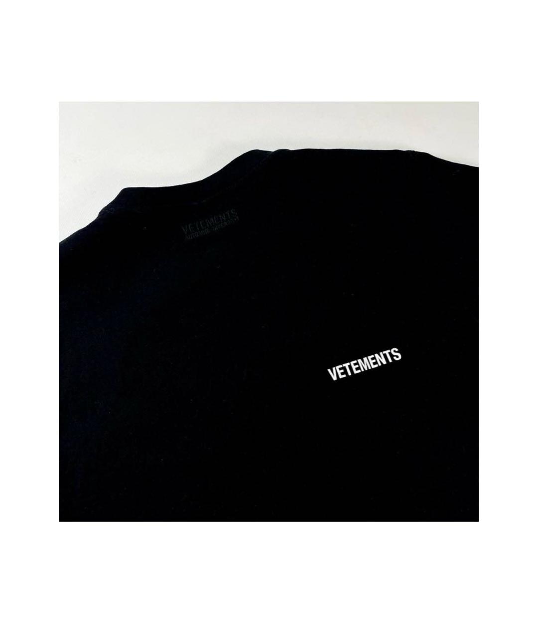 VETEMENTS Черная хлопковая футболка, фото 3