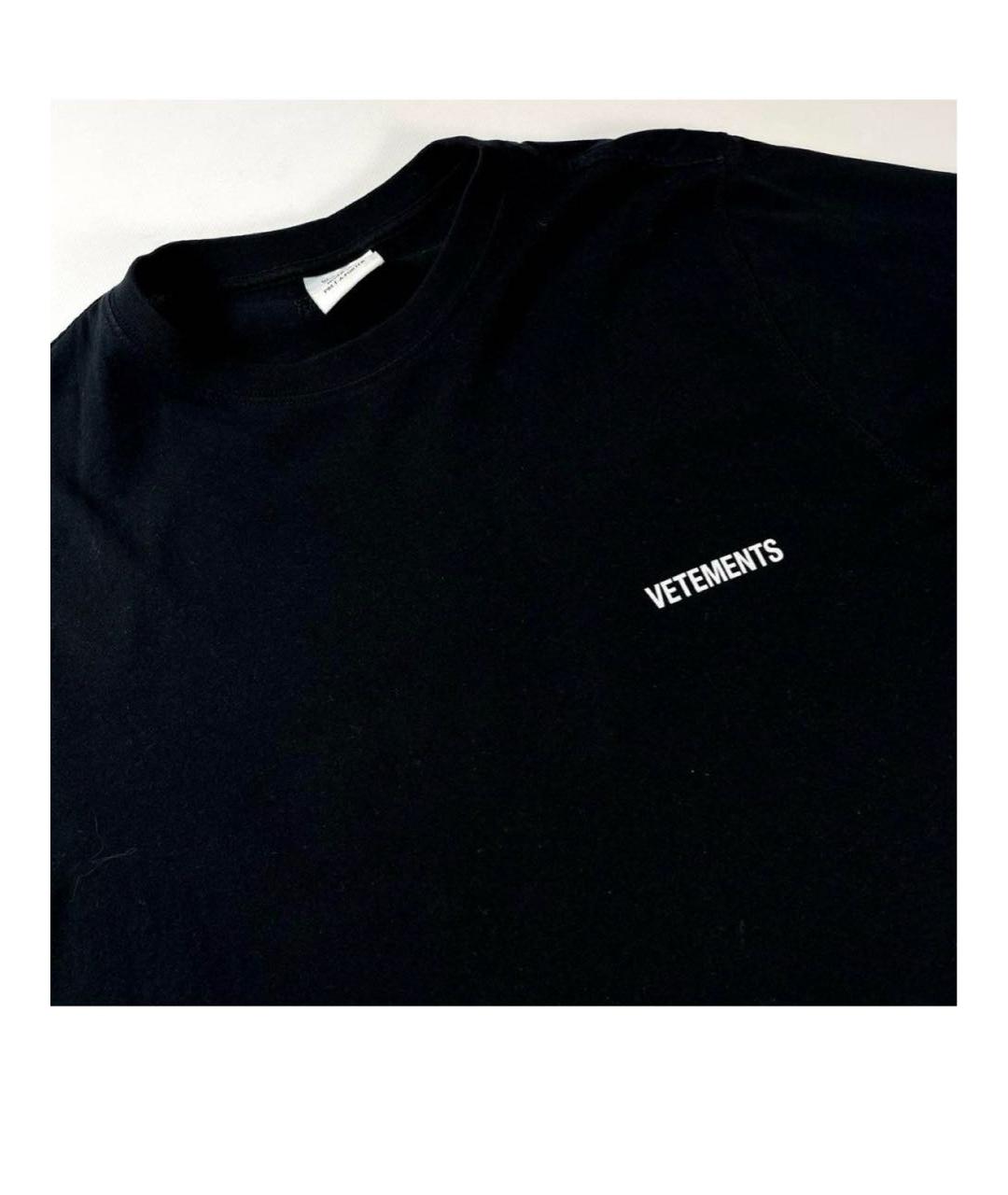 VETEMENTS Черная хлопковая футболка, фото 2