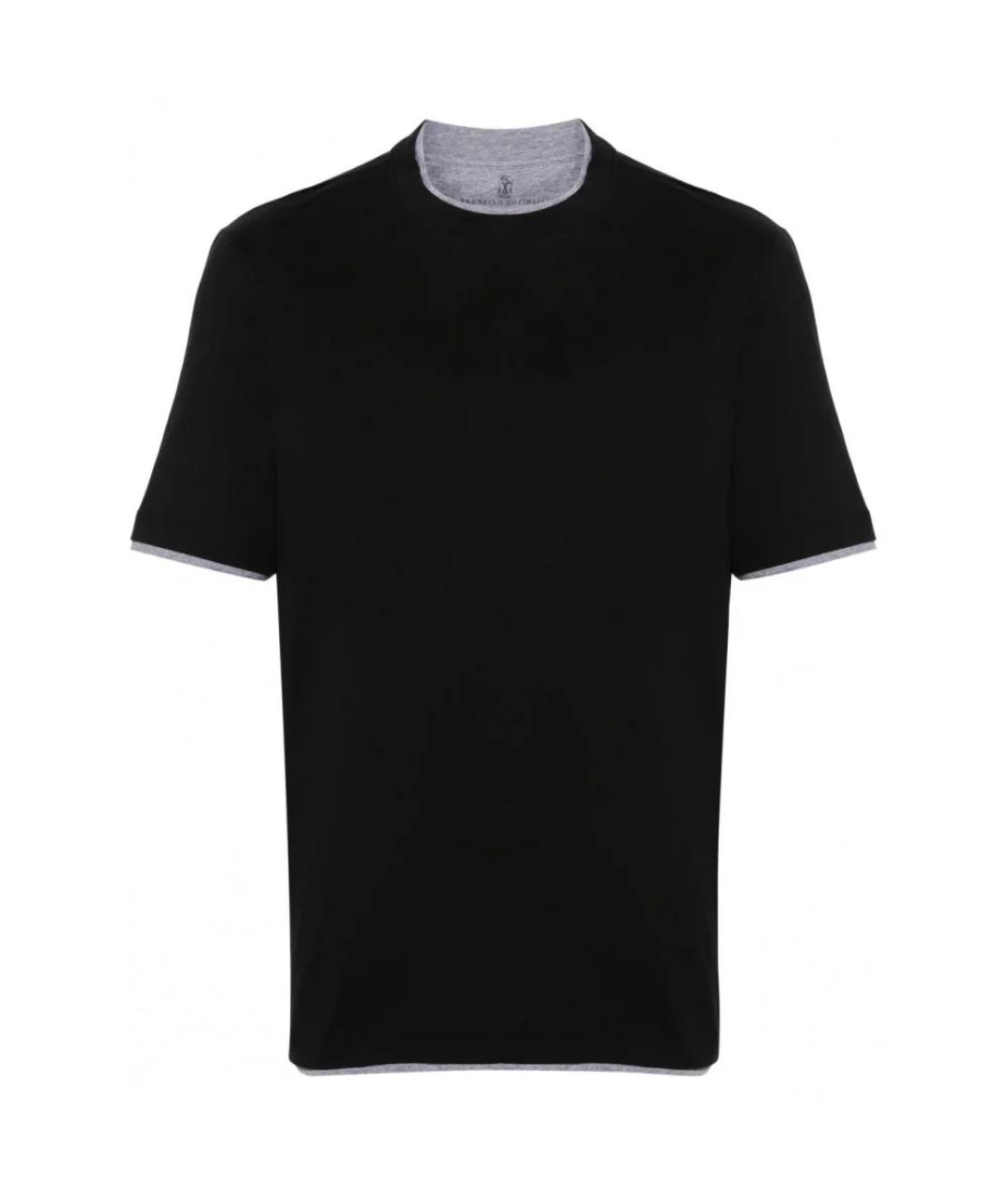 BRUNELLO CUCINELLI Черная хлопковая футболка, фото 1