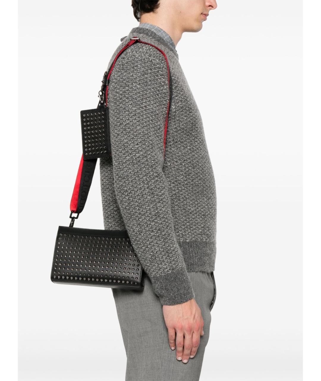 CHRISTIAN LOUBOUTIN Черная кожаная сумка на плечо, фото 5