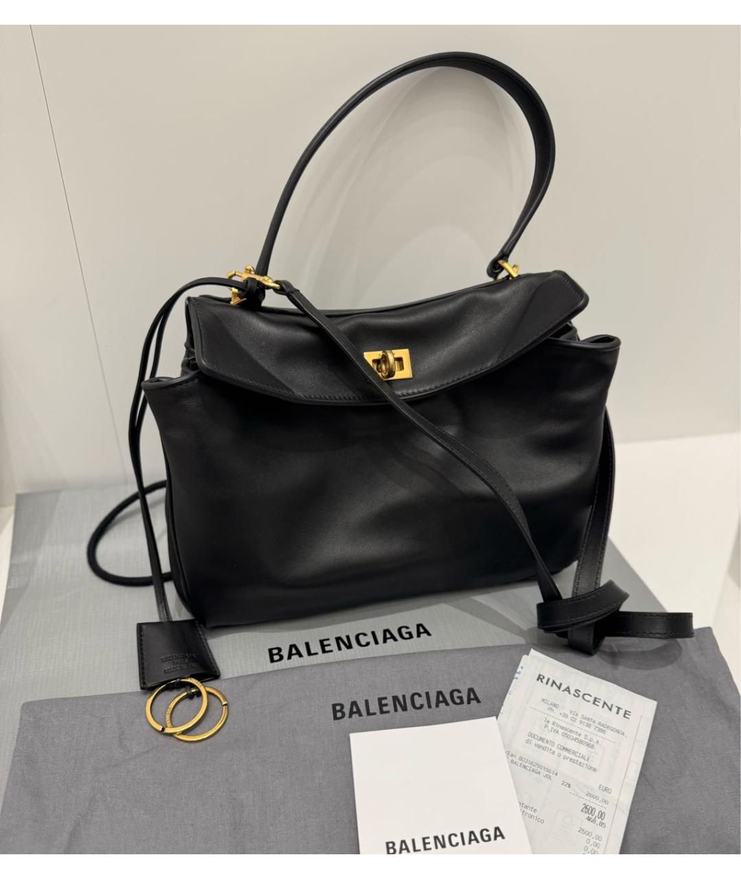 BALENCIAGA Черная кожаная сумка тоут, фото 3
