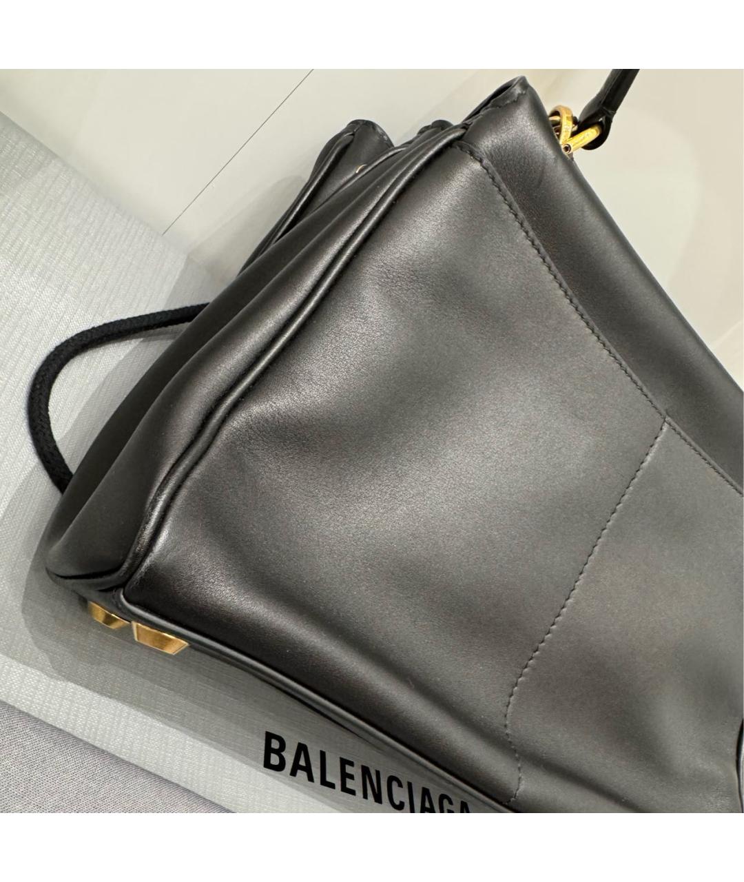 BALENCIAGA Черная кожаная сумка тоут, фото 9