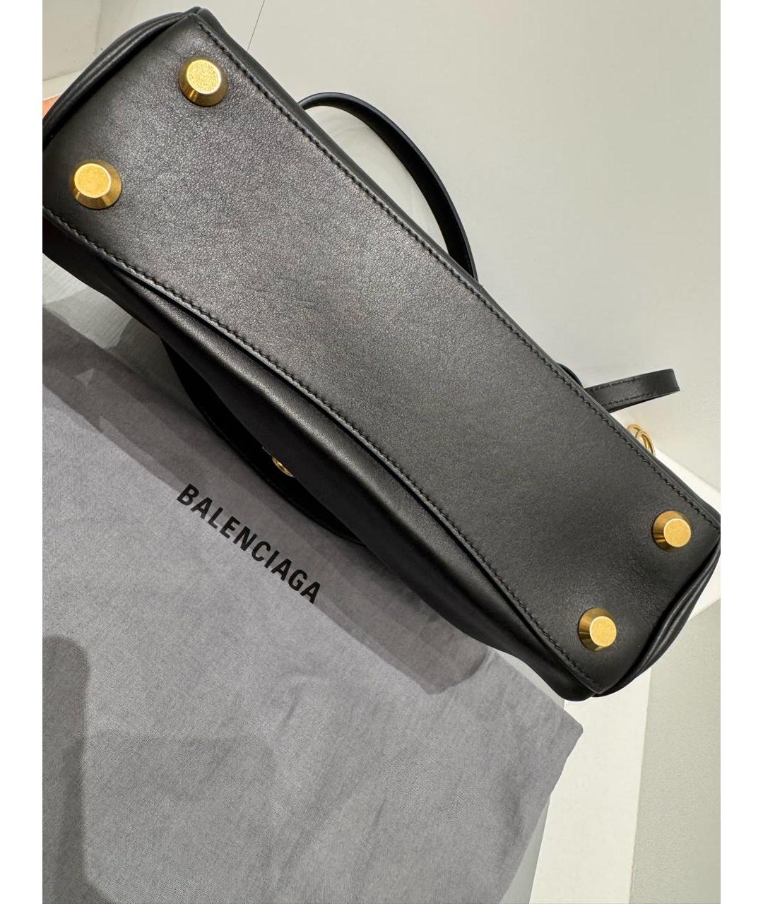BALENCIAGA Черная кожаная сумка тоут, фото 7