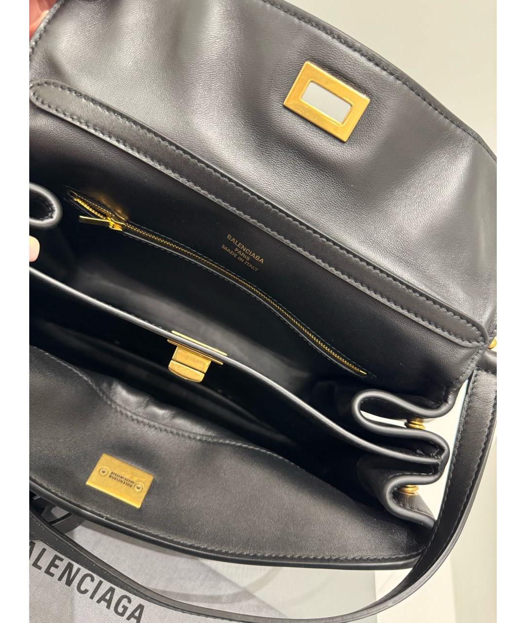 BALENCIAGA Черная кожаная сумка тоут, фото 6