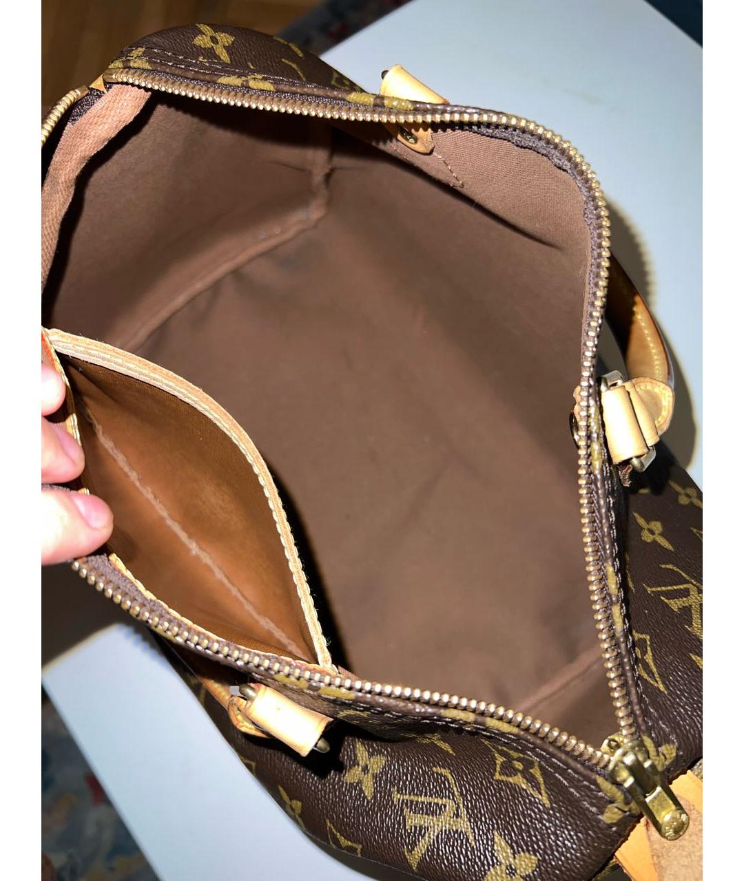 LOUIS VUITTON Коричневая кожаная сумка с короткими ручками, фото 4