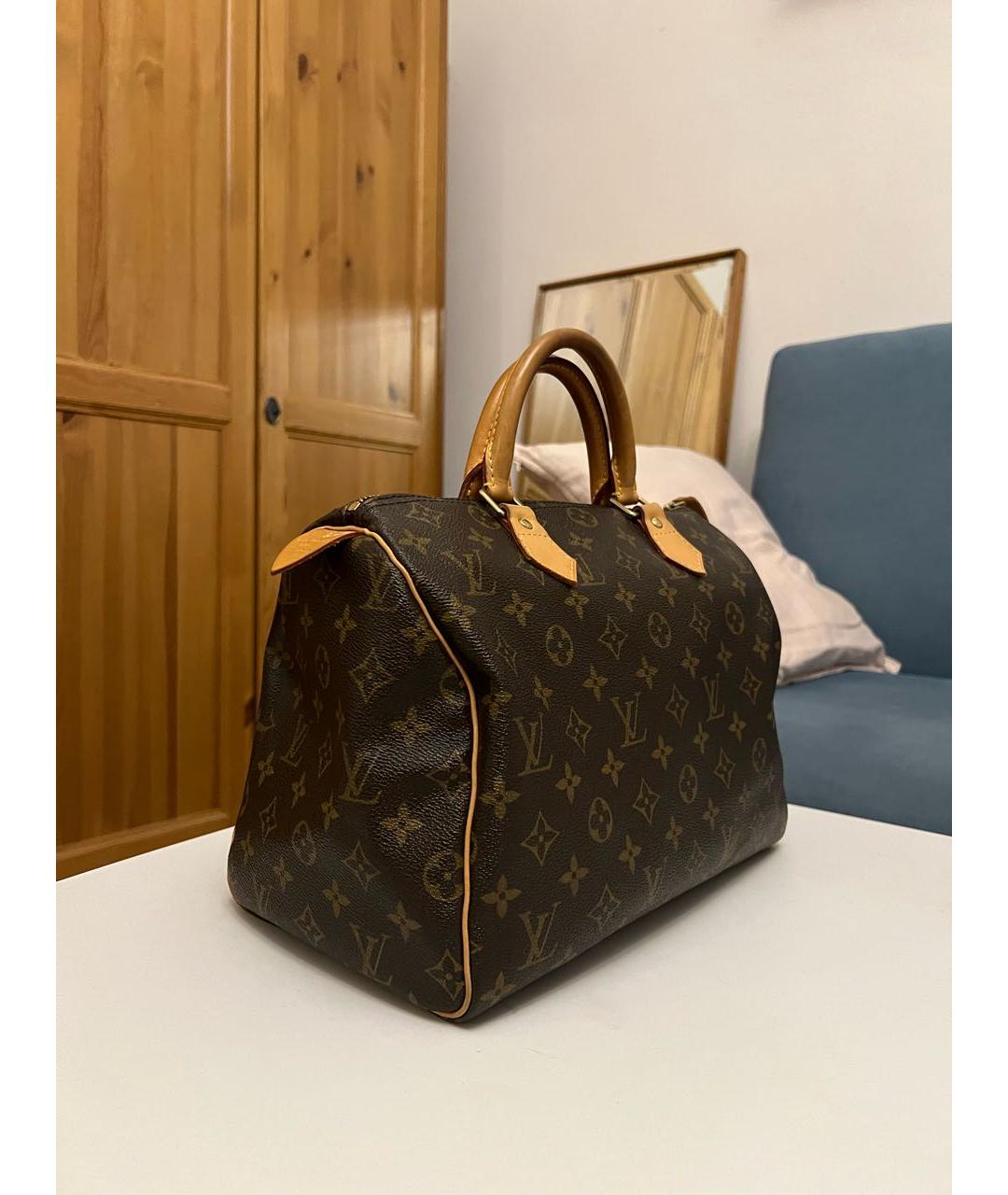 LOUIS VUITTON Коричневая кожаная сумка с короткими ручками, фото 2