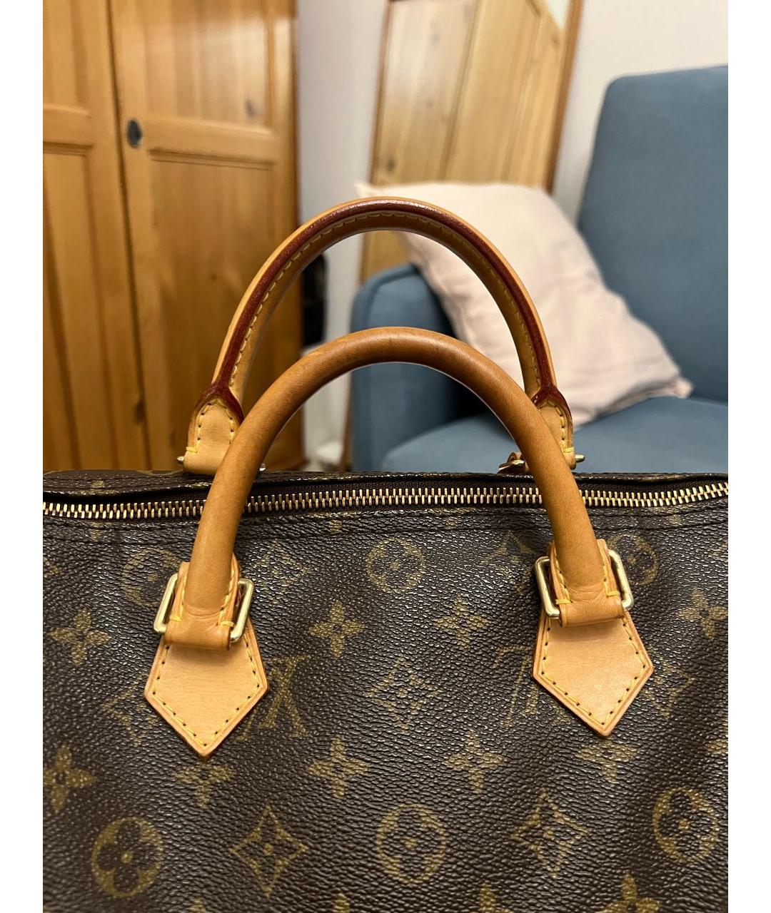 LOUIS VUITTON Коричневая кожаная сумка с короткими ручками, фото 6