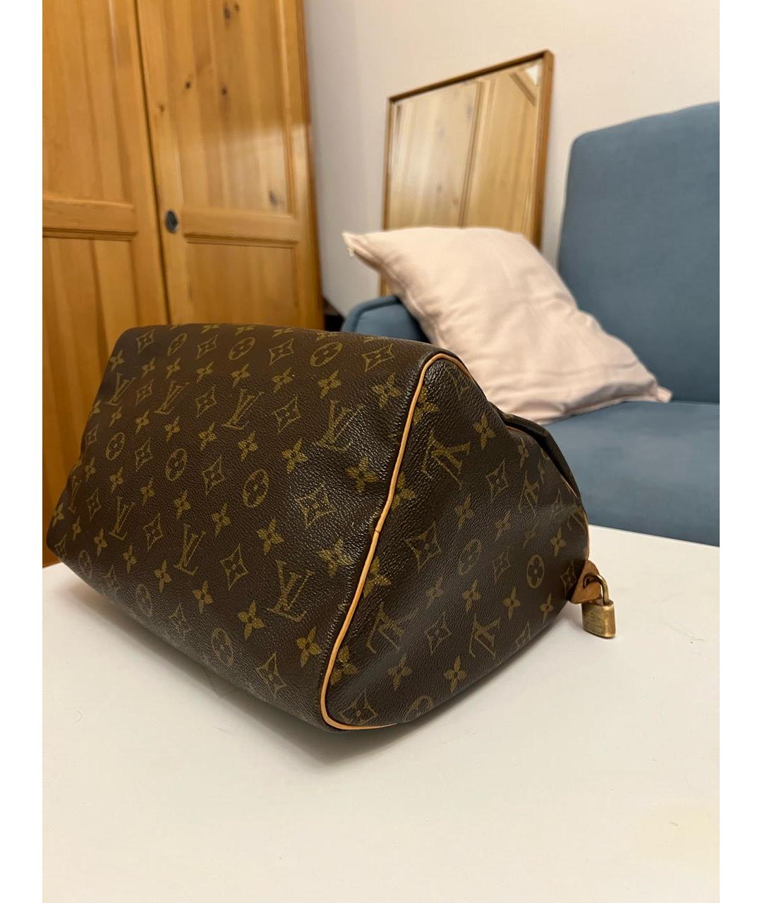 LOUIS VUITTON Коричневая кожаная сумка с короткими ручками, фото 8