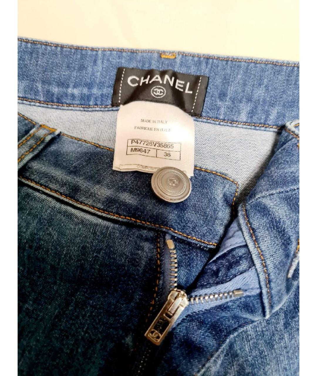 CHANEL Синие хлопковые джинсы слим, фото 4