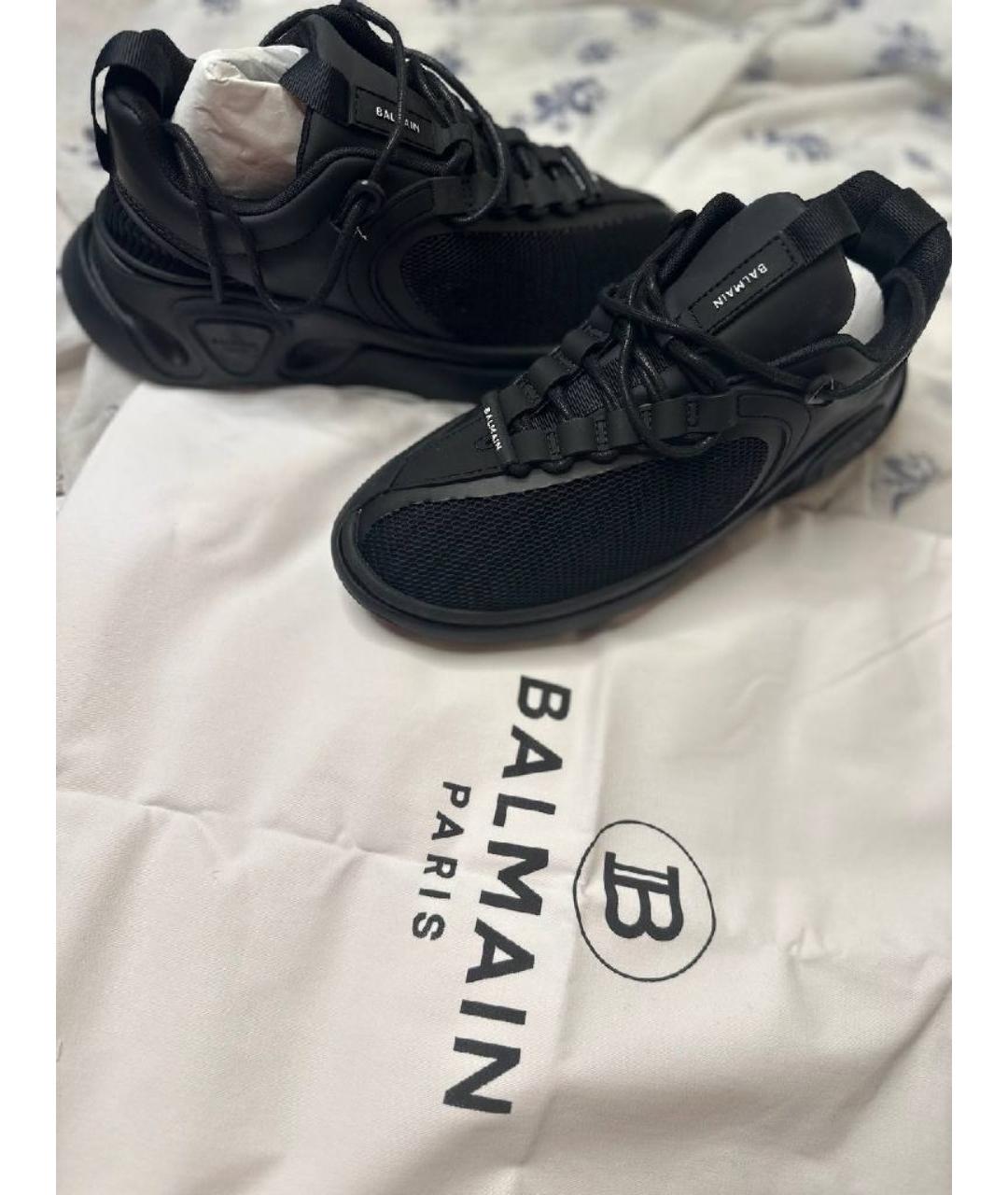 BALMAIN Черные текстильные низкие кроссовки / кеды, фото 2