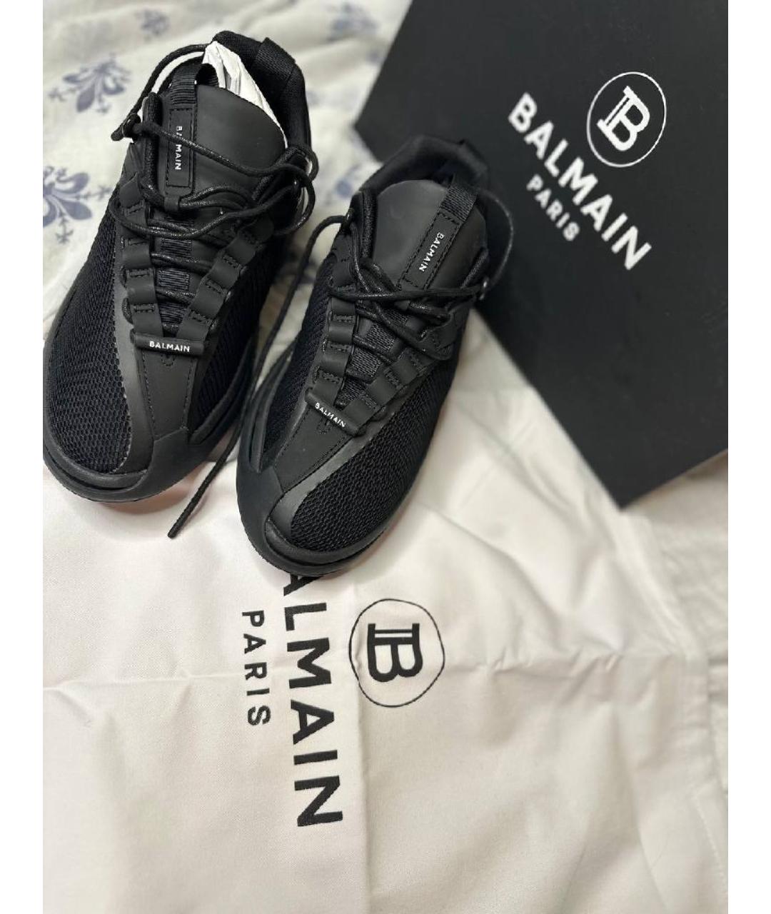 BALMAIN Черные текстильные низкие кроссовки / кеды, фото 4