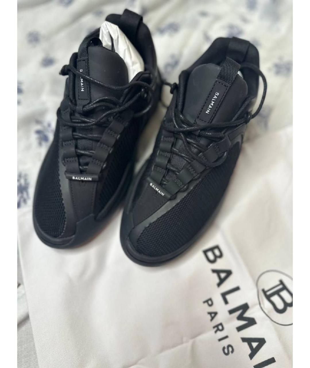 BALMAIN Черные текстильные низкие кроссовки / кеды, фото 3