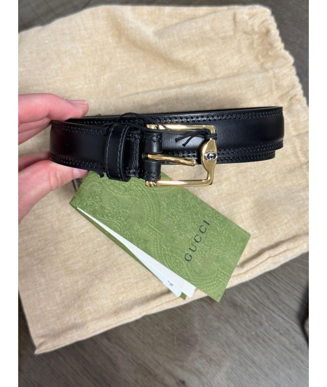 GUCCI Черный кожаный ремень, фото 3