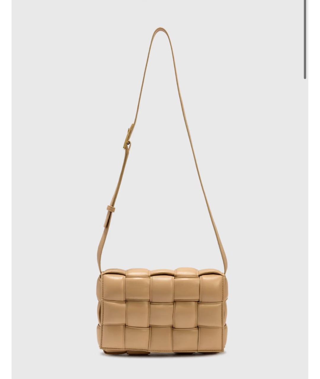 BOTTEGA VENETA Бежевая кожаная сумка через плечо, фото 4