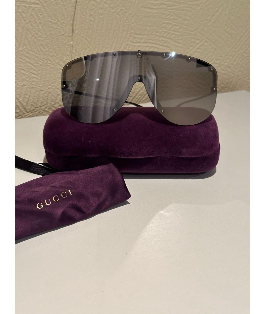 GUCCI Антрацитовые металлические солнцезащитные очки, фото 2