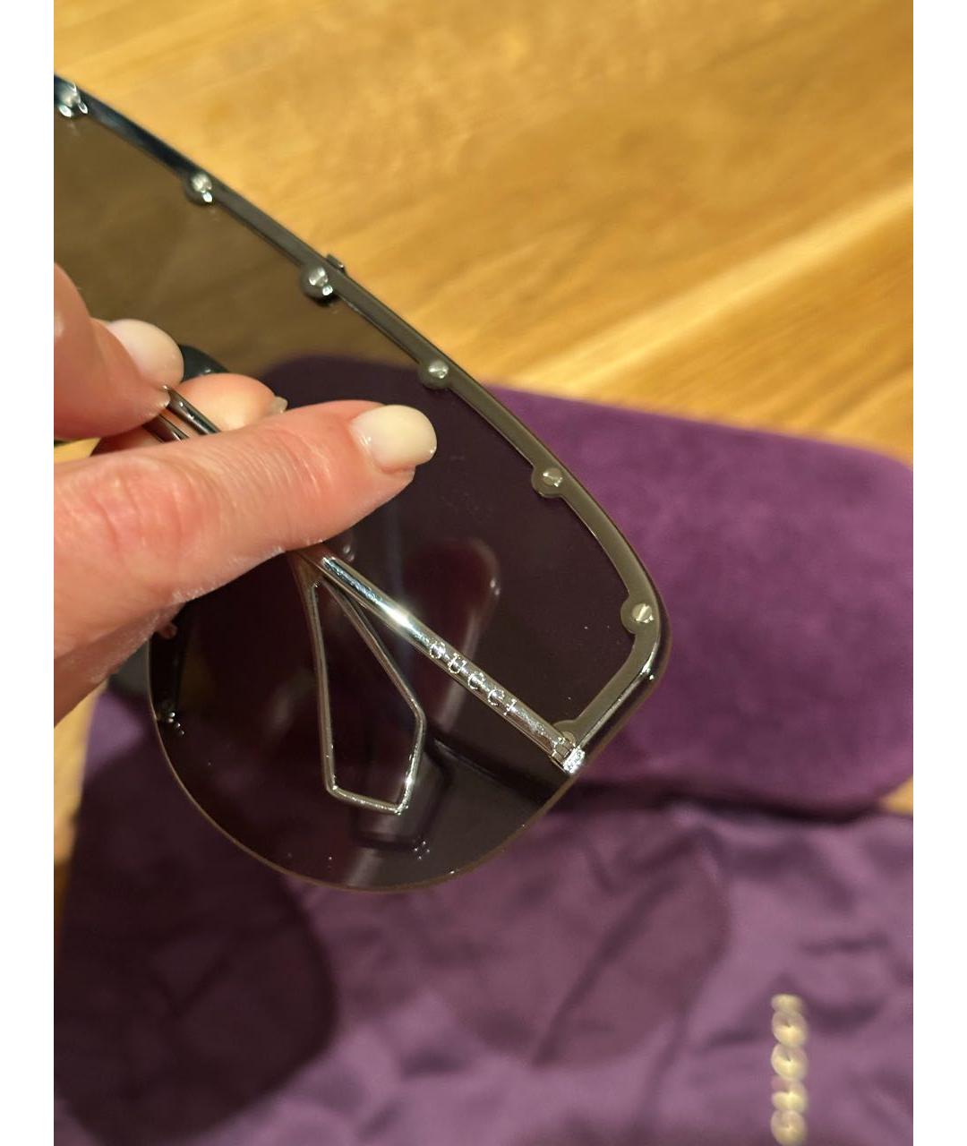 GUCCI Антрацитовые металлические солнцезащитные очки, фото 4