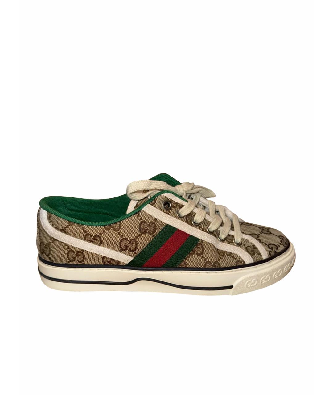GUCCI Бежевые текстильные кеды, фото 1