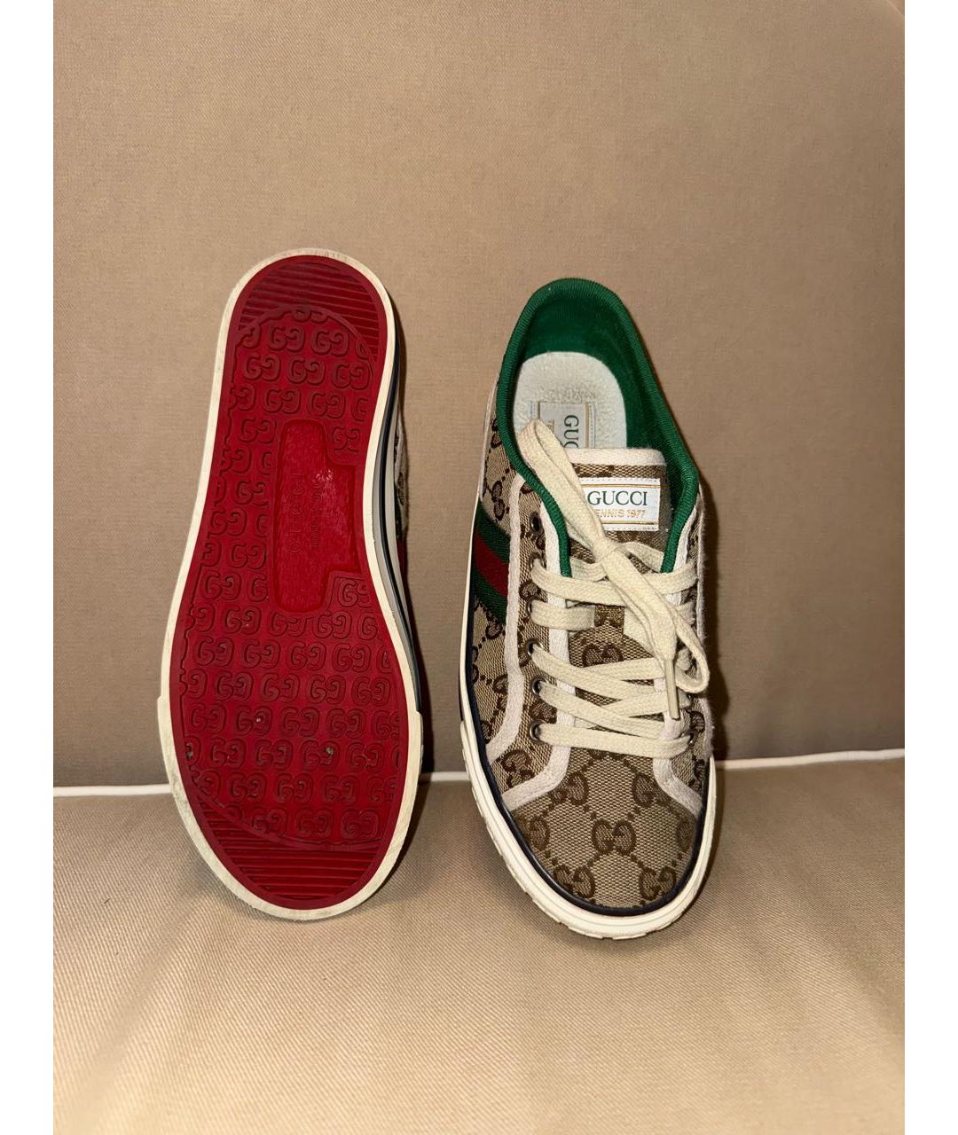 GUCCI Бежевые текстильные кеды, фото 5