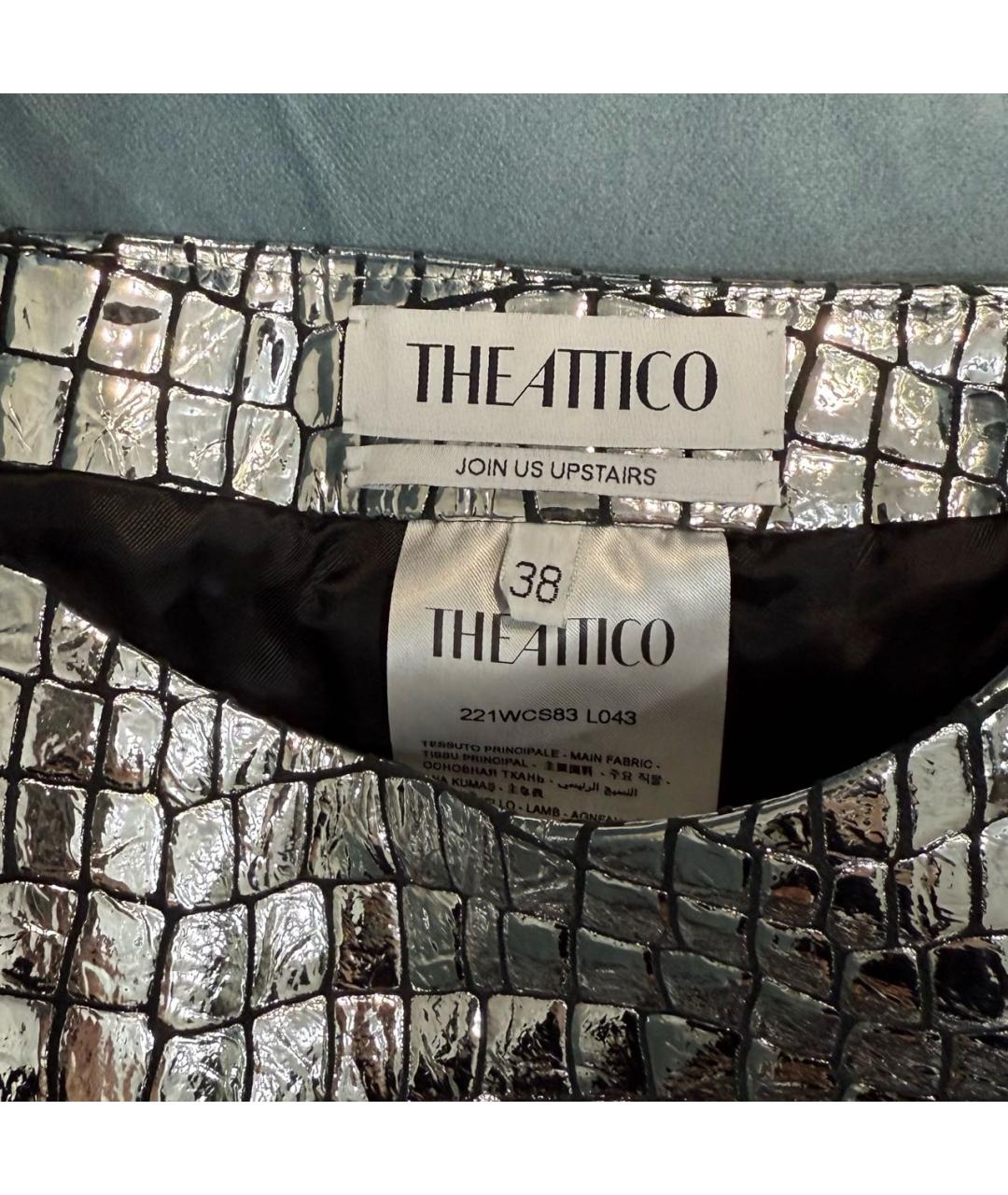 THE ATTICO Серебряная кожаная юбка мини, фото 5