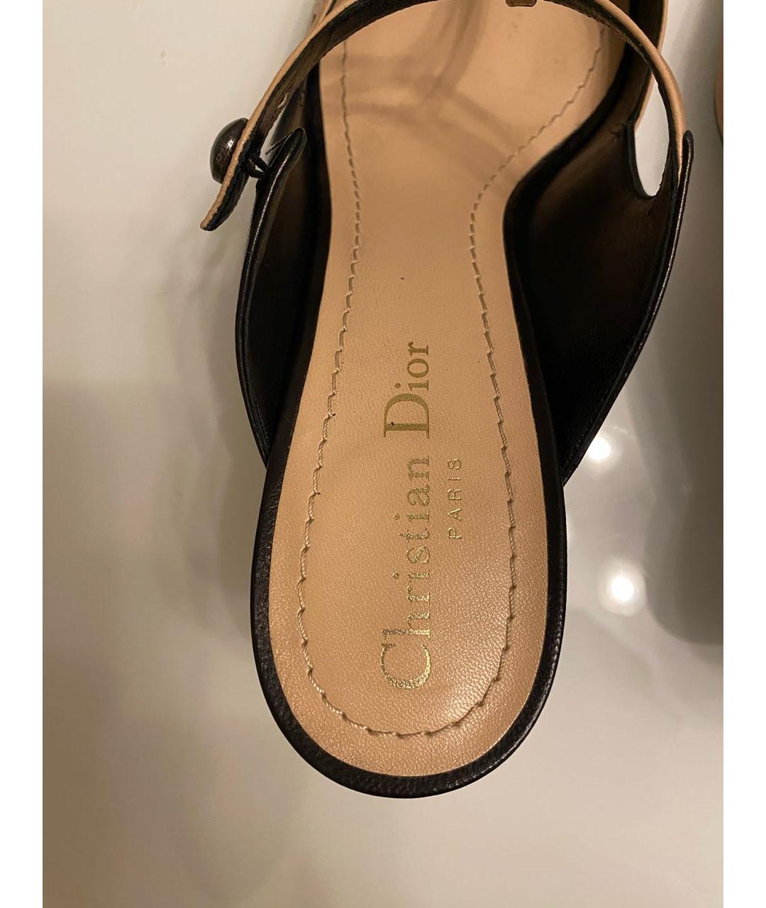 CHRISTIAN DIOR Бежевые кожаные мюли, фото 6