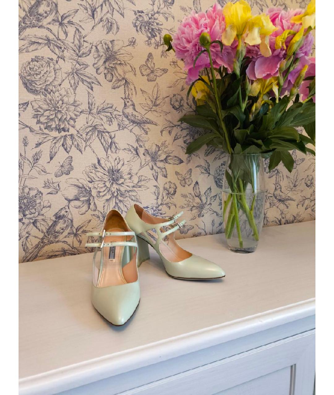 PRADA Салатовые кожаные туфли, фото 6