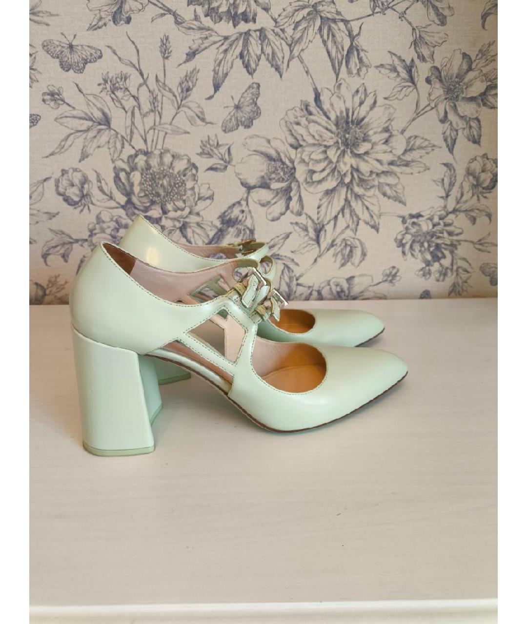 PRADA Салатовые кожаные туфли, фото 10