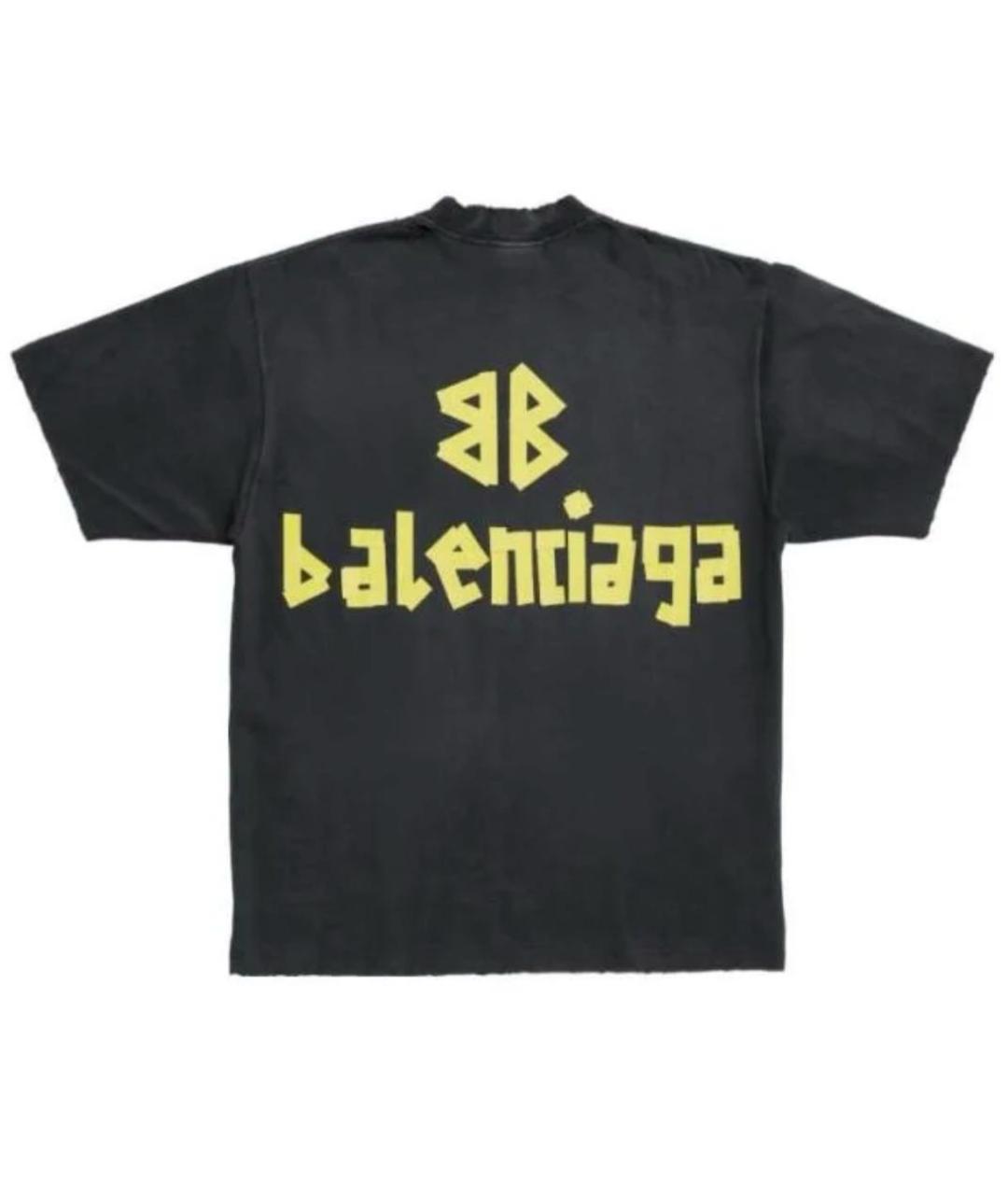 BALENCIAGA Антрацитовая хлопковая футболка, фото 4