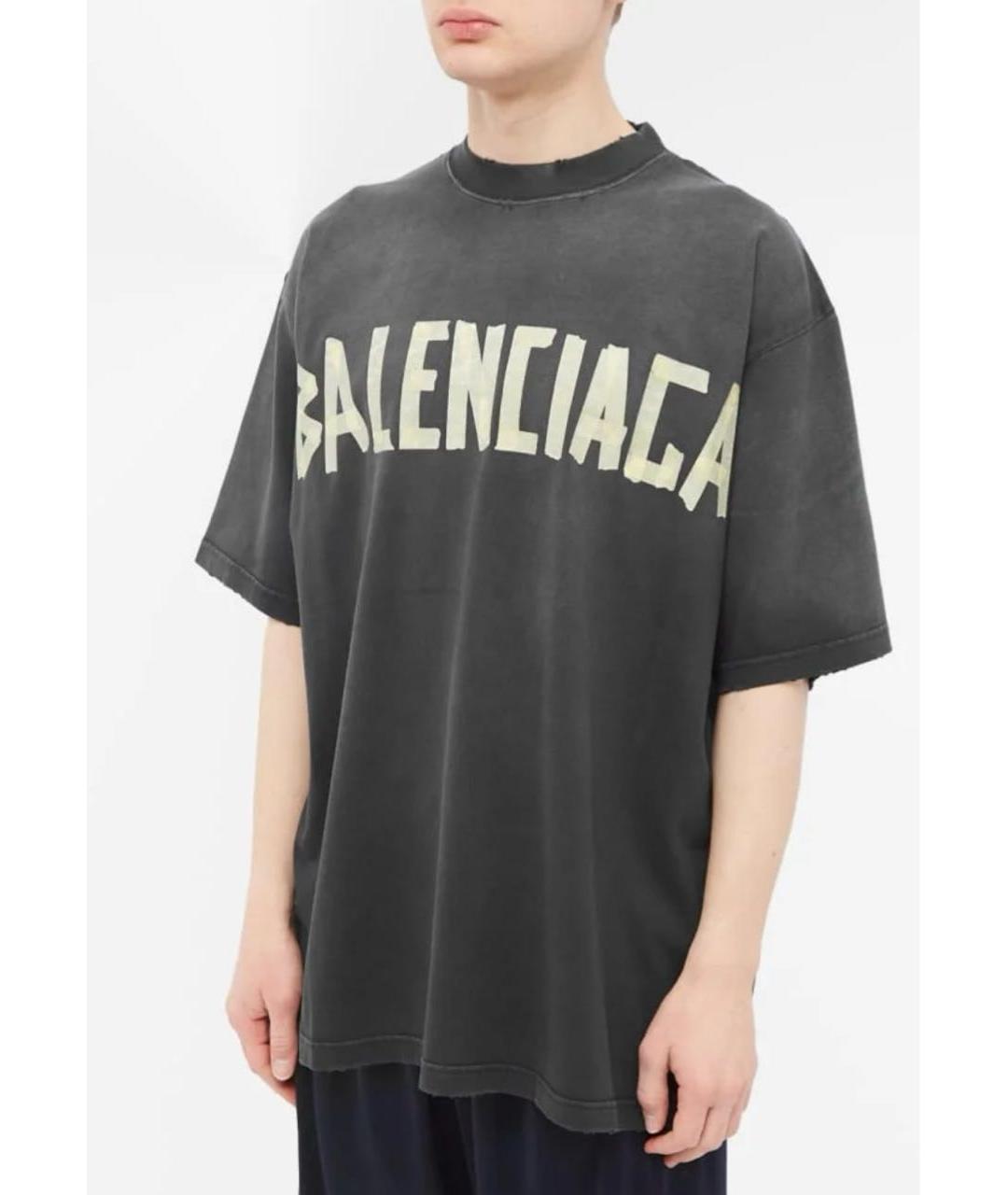 BALENCIAGA Антрацитовая хлопковая футболка, фото 5