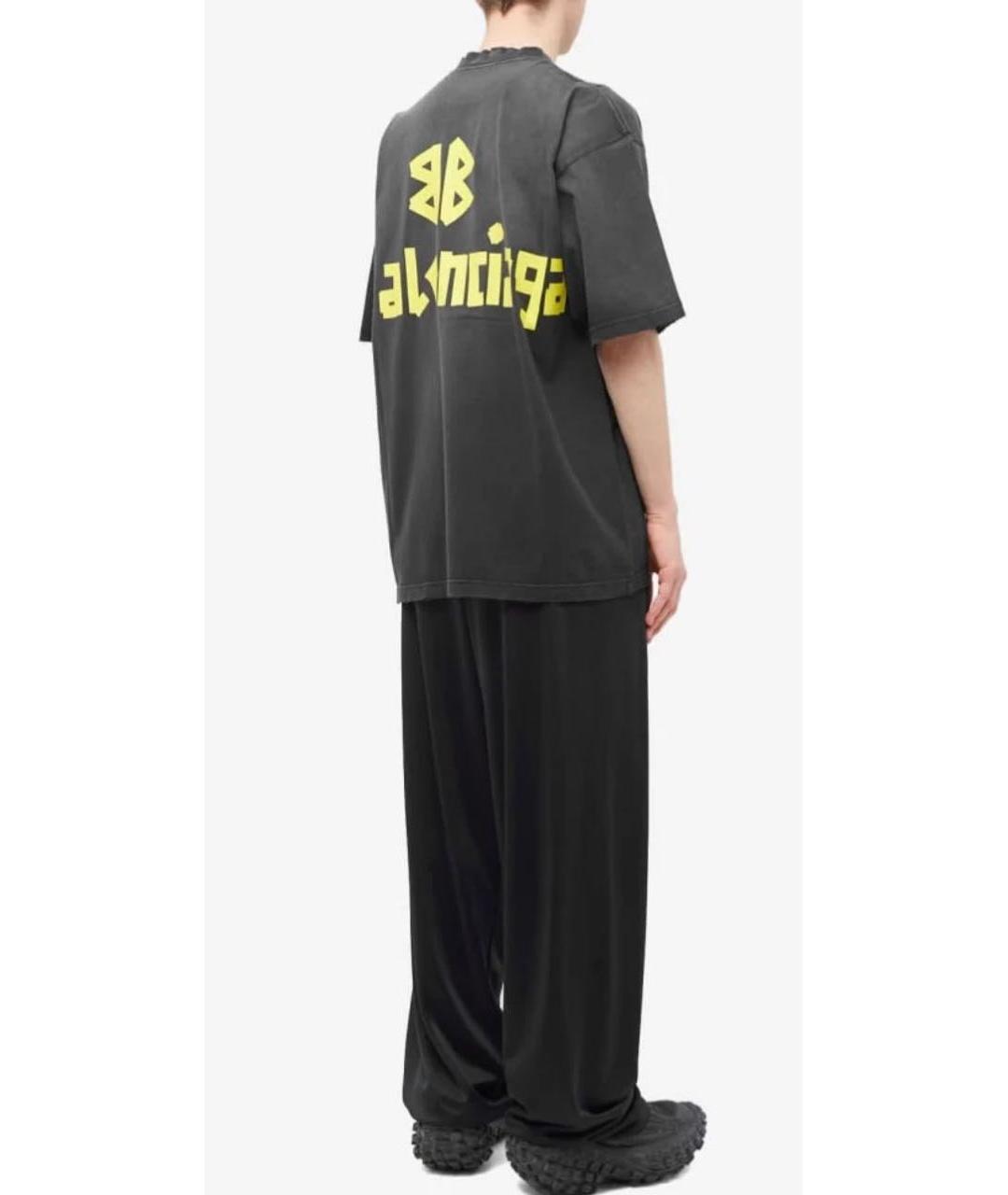 BALENCIAGA Антрацитовая хлопковая футболка, фото 2