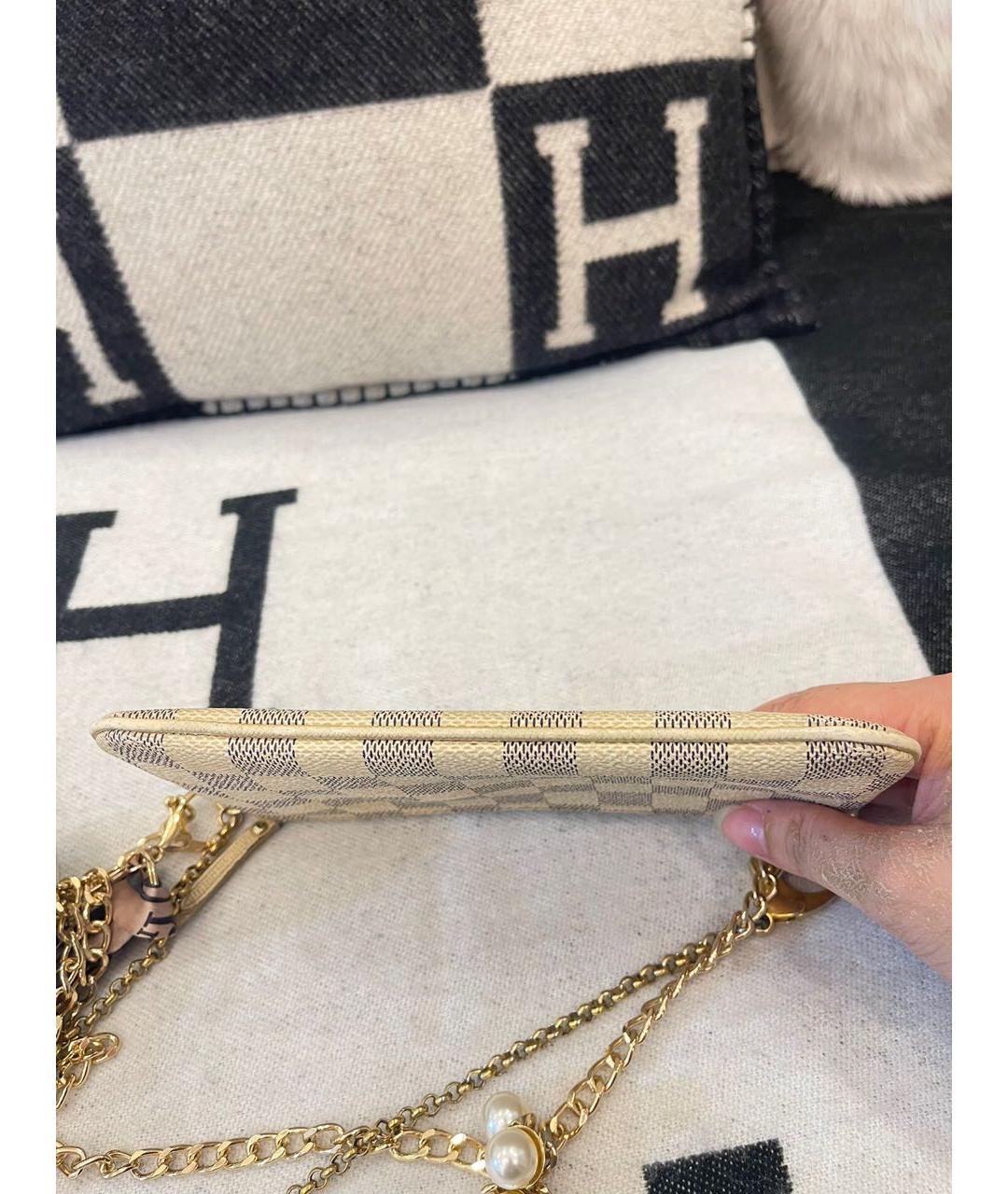 LOUIS VUITTON Бежевая кожаная сумка через плечо, фото 5