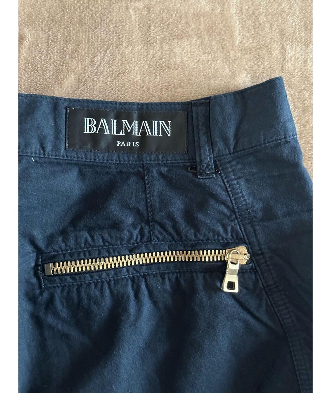 BALMAIN Темно-синие хлопковые повседневные брюки, фото 3