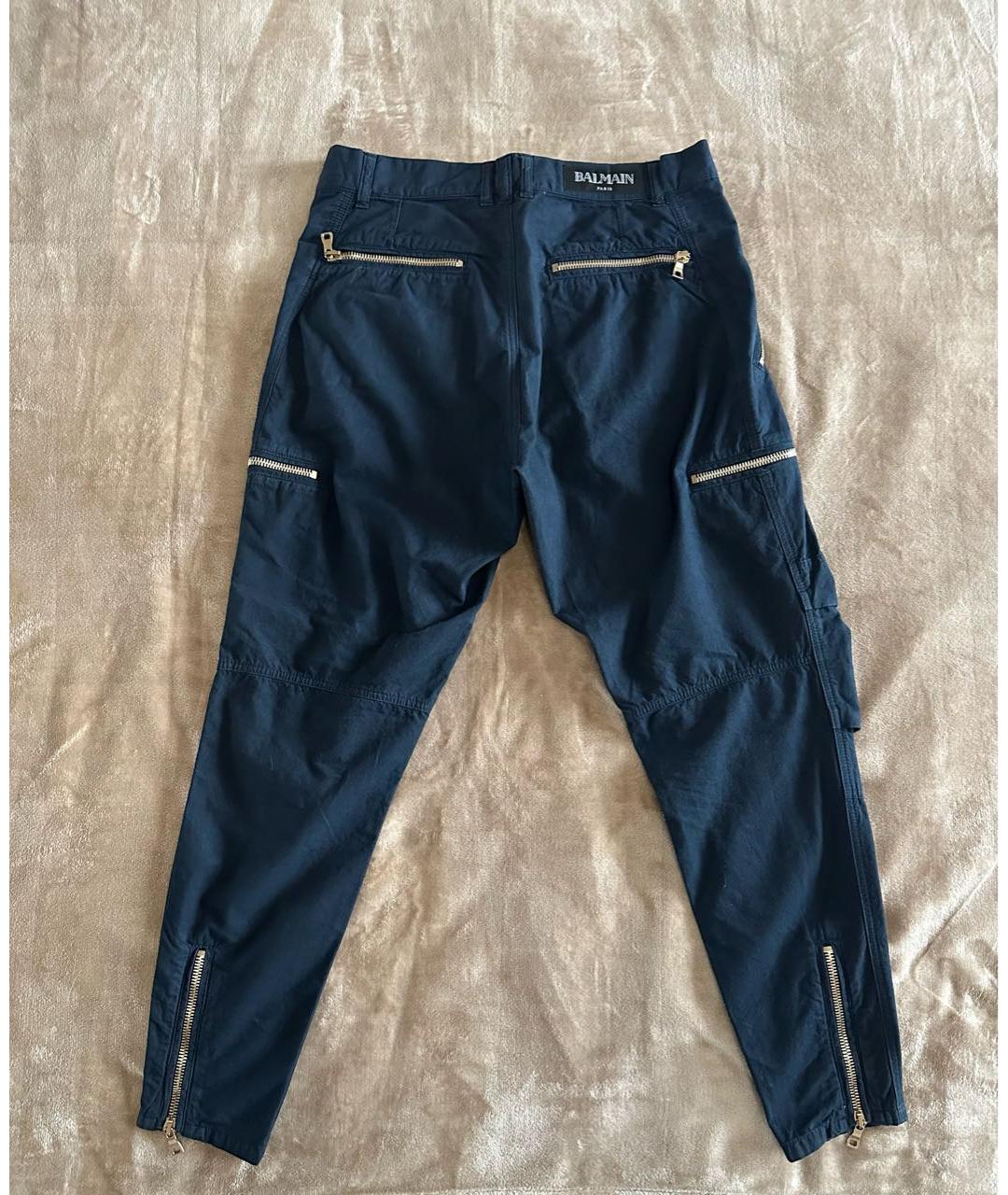 BALMAIN Темно-синие хлопковые повседневные брюки, фото 2