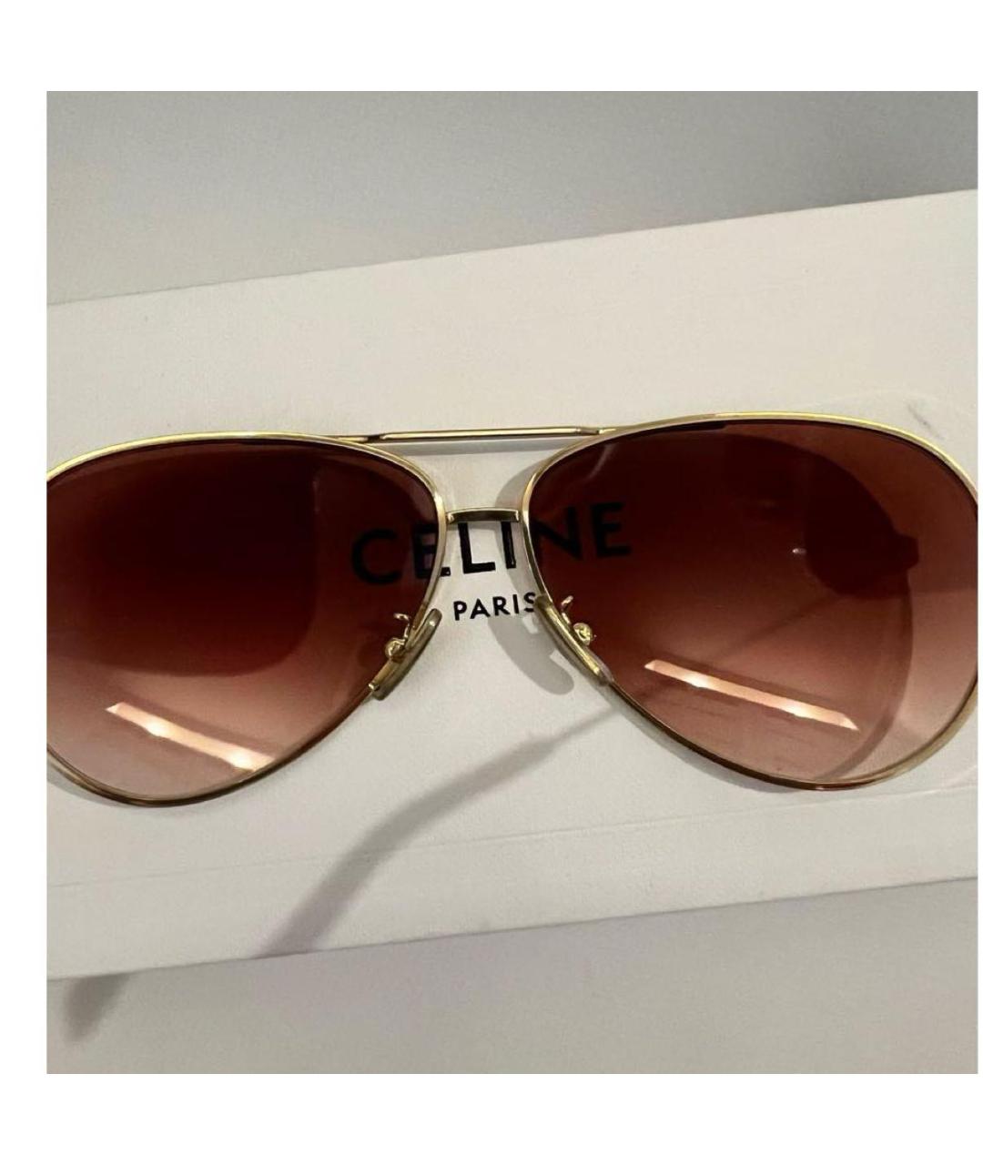 CELINE Золотые металлические солнцезащитные очки, фото 4