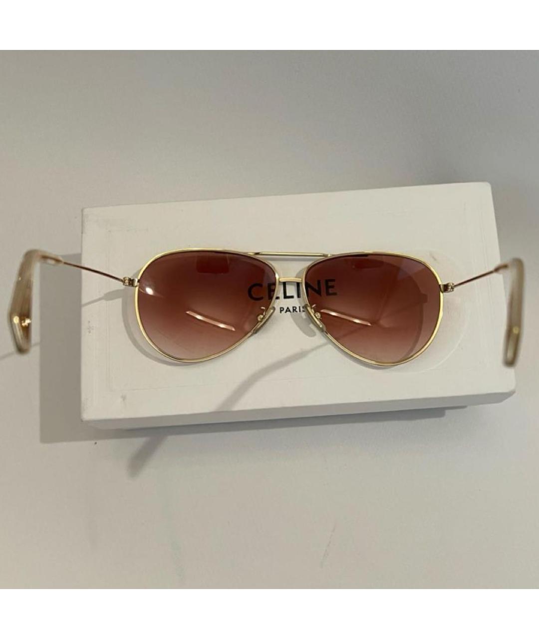 CELINE Золотые металлические солнцезащитные очки, фото 5